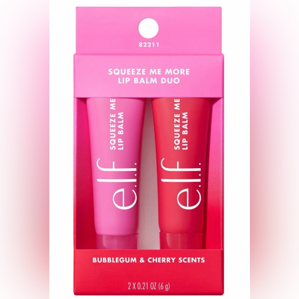 e.l.f. 2PC! Squeeze Me More Lip Balm Duo, Bubblegum💖/Cherry 🍒 BNIB!
